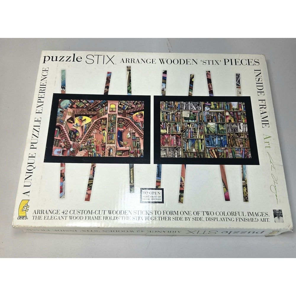 Puzzle STIX Double Sided Wooden Puzzle NYC Times Square Las Vegas Strip w/ Frame - Picture 4 of 5
